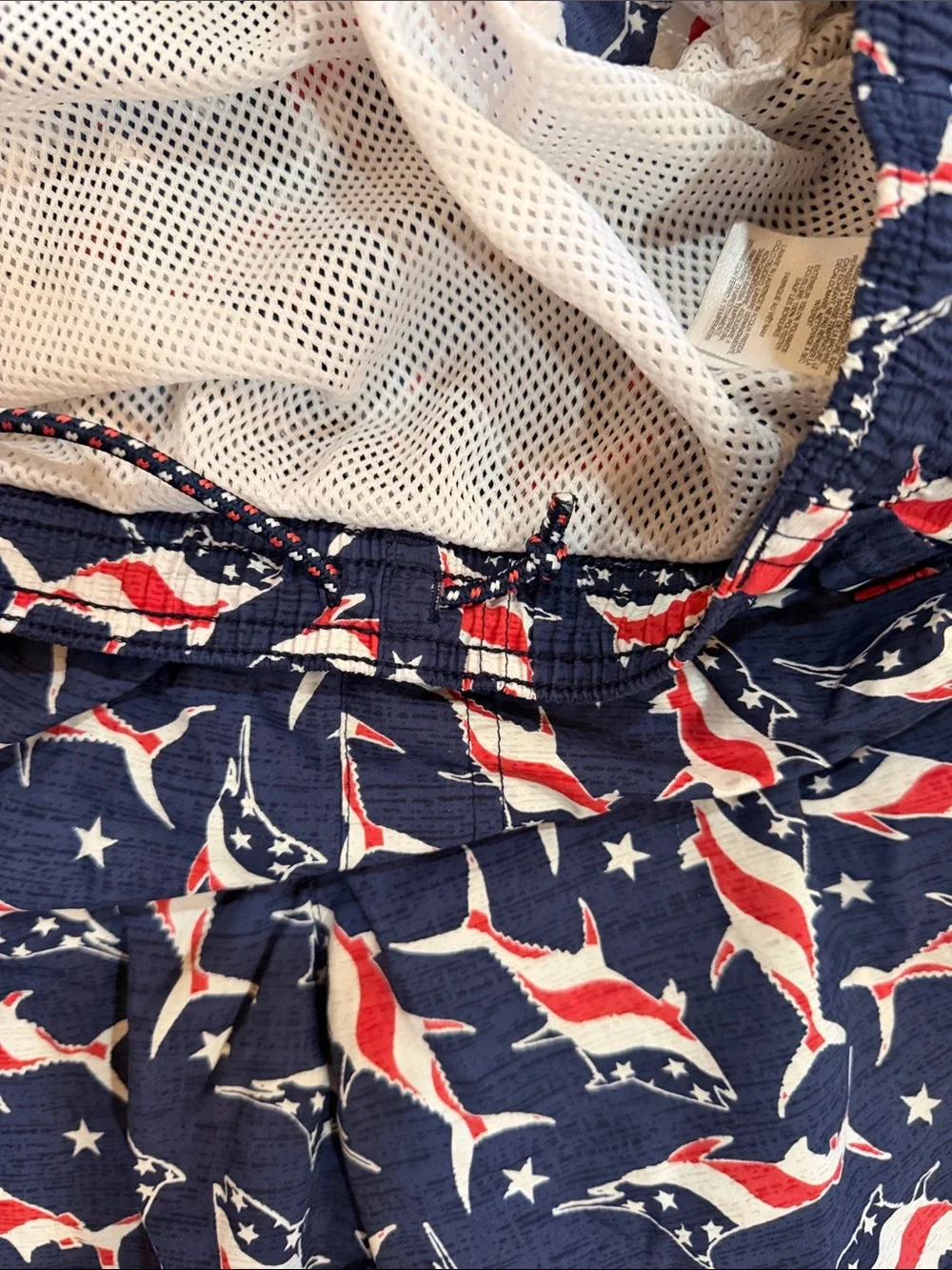 Men's Columbia Navy Shark Print Swim Trunks